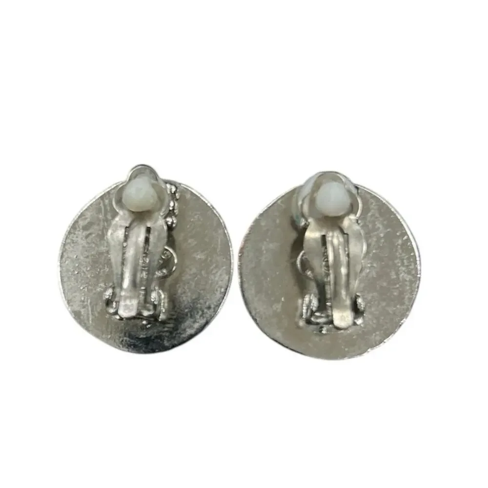 VTG Authentic Chanel Silver Tone Clip-On Earrings